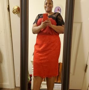 CYBER WEEK Joanna Hope 🔥Hot Red Lace Midi Skirt